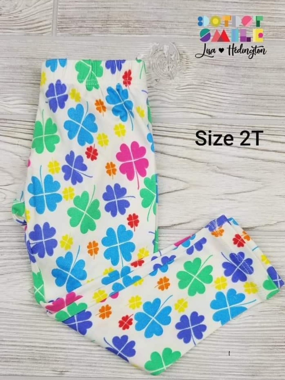 NWT DotDotSmile White W/ Clover Print Leggings - Size 12/24 Mos & 2T